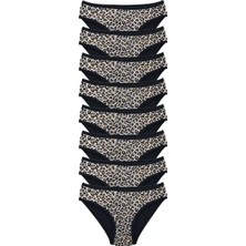 Modenya 8 Adet Leopar Desenli Likralı Yumuşak Dokulu Kadın Slip Külot