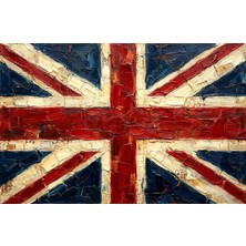 Imperial Heritage: Sculpted Union Jack — 3D Kabartmalı Premium Duvar Sanatı
