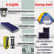 Özbience 6 Kişilik Kamp Çadırı ve Şişme Yatak Seti ile Aydınlatmalı Set