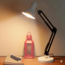 Enyaza Home Akrobat Tertial Masa Lambası – 360° Hareketli Oynar Başlıklı Metal Gövde, Masa Üstü Çalışma ve Kitap Okuma Lambası, Sağlam Malzeme ile Uzun Ömürlü Aydınlatma-Ev Tipi Ampül (Beyaz)