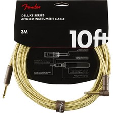 Fender 0990820091 Deluxe Düz/l Uçlu Enstrüman Kablosu (3m) | Klasik Sarı Tweed Örgü Kaplama, Sahne ve Stüdyo Kullanımı Için Şık ve Esnek Tasarım