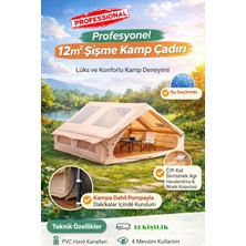 Özbience 12 Kişilik Büyük Boy Şişme Kamp ve Plaj Çadırı, Oxford Kumaşlı, Pompalı