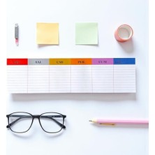 Enyaza Home Renkli Haftalık Masa Planlayıcı | Klavye Altı Bloknot – 80 Yaprak, 90 gr Ivory Kağıt, 8X30 cm (Style 1)