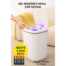 PremiumPort 20L Sensörlü Otomatik Kapaklı Çöp Kovası, Banyo ve Mutfak Için