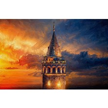 Galata Sunset Sentinel — 3D Kabartmalı Premium Duvar Sanatı