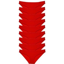 Modenya 9 Adet Süper Eko Set Likralı Kadın Slip Külot Kırmızı