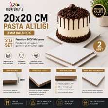 Makrakanta 20X20 cm Mdf Pasta Altlığı | 3mm Kalınlık | Beyaz Kaplamalı Sunum Tabanı | Kare Pasta Altlığı