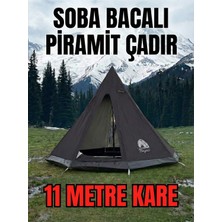 Özbience Kanvas Kamp Çadırı, Bacalı, Su Geçirmez, 4 Mevsim, Bushcraft ve Hot Tent