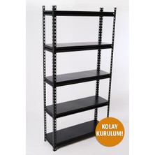 Rafiste 5 Katlı Hafif Yük Raf Ünitesi Siyah 30X91