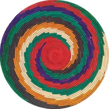 Kilim Home Renkli Etnik Desenli Jüt Görünümlü Yuvarlak Kilim Bohem Dekoratif Halı 995