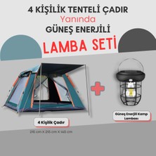 Özbience 4 Kişilik Tam Otomatik Kamp Çadırı ve Lamba Seti, Kolay Kurulum