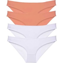 Modenya 4 Adet Eko Set Likralı Kadın Slip Külot Pudra Beyaz