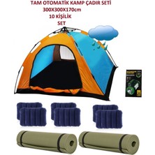 Özbience 10 Kişilik Otomatik Çadır Seti, Kamp Matı, Yastık ve Solar Lamba