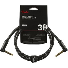 Fender 0990820096 Deluxe L/l Uçlu Patch Kablosu (90CM) | Siyah Tweed Örgü Kaplama, Çift Dik Açılı Konnektör, Pedalboard Yer Tasarrufu Sağlar