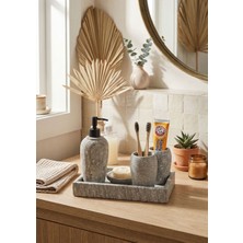 Lessio Home Spa Serisi Premium Lav Taşı Banyo Seti - 5 Parça El Işçiliği Doğal Bohem Tasarım