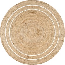 Kilim Home Doğal Jüt Görünümlü Yuvarlak Halı Minimal Çizgili Dekoratif Halı 994