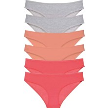 Modenya 6 Adet Süper Eko Set Likralı Kadın Slip Külot Gri Pudra Fuşya