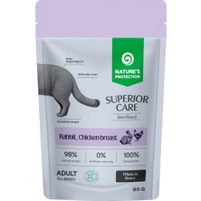 Nature's Protection Superior Care Tavşanlı & Tavuk Göğüslü Sos Içinde Kısırlaştırılmış Kediler Için Yaş Kedi Maması 85G