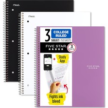 Enyaza Home Star Spiral Not Defteri, 3'lü Paket, 3 Temalı, Kolej Çizgili Kağıt, 27,9 x 21,6 Cm, 150 Yaprak, Siyah, Beyaz ve Kırmızı (820192)