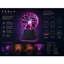 Tekno Hediye Usb’li Plazma Tesla Küre Işıklı Cam Dekoratif Lamba Dokunmatik Gece Lambası