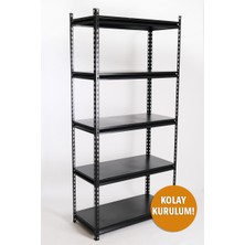 Rafiste 5 Katlı Hafif Yük Raf Ünitesi Siyah 45X93