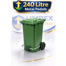 PremiumPort Dayanıklı 240L Plastik Metal Pedallı Çöp Konteyneri