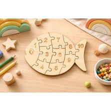 Çakra Ahşap Balık Sayı Yapbozu 1–10 Eğitici - Montessori Çocuk Oyuncağı