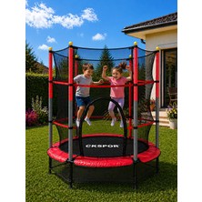 Ckspor Luxury 140 cm (55 Inç) Tam Boy Koruma Fileli Çocuk Trambolini Güvenlik Fileli Trambolin