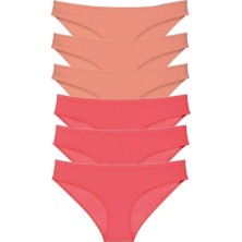 Modenya 6 Adet Süper Eko Set Likralı Kadın Slip Külot Pudra Fuşya