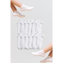 FANİLAM  Unisex 12'li Görünmez Pamuklu Sneaker Patik Çorap - Siyah / Beyaz