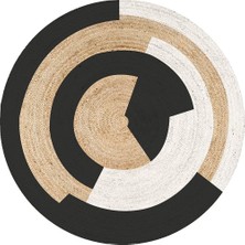 Kilim Home Doğal Jüt Görünümlü Modern Daire Desenli Şık Salon Halısı 993