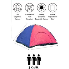 Özbience 3 Kişilik Kolay Kurulum Kamp Çadırı, Hafif ve Dayanıklı, Kullanışlı Tasarım