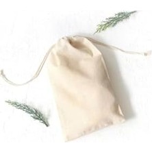 Enyaza Home Bağcıklı Krem Ham Bez Kumaş Kese, 9X12 cm 10 Adet