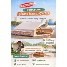 Özbience 12 Kişilik Çok Amaçlı Şişme Kamp Çadırı, 4 Mevsim, Oxford Kumaş, Pompalı