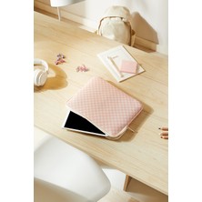 Ocean Home Textile Su Itici Leke Tutmaz Pembe Dama Desen Tablet Taşıma Çantası / Kılıfı 27 x 21 x 2 cm