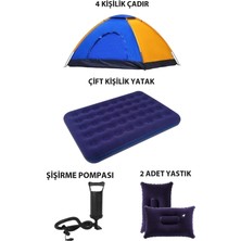 Özbience 4 Kişilik Kamp Çadır ve Şişme Yatak Seti, Yastıklerle Konforlu Tatil