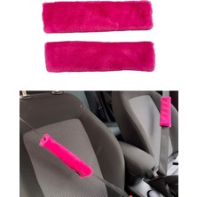 Hayat Store Peluş Seyahat Emniyet Kemer Pedi Kılıfı 2'li Fuşya Pembe