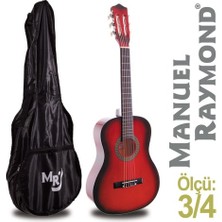 Manuel Raymond MRC87RB 3/4 Boy Junior Klasik Gitar Seti| Kırmızı Sunburst Renk, Çocuklar Için Uygun, Taşıma Kılıfı Hediyeli