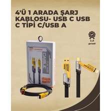 Teknodayım 4'ü 1 Arada Metal Hızlı Veri Kablosu – 65W Güç, 27W iPhone Desteği, 480MBPS Aktarım