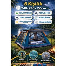 Özbience 6 Kişilik Otomatik Kamp Çadırı, Portatif, Anti-Uv, Su Geçirmez, Outdoor