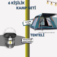 Özbience 6 Kişilik Otomatik Kamp Çadırı ve Lamba Seti, Konforlu Doğa Deneyimi