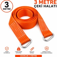 Mega Oto Market 3 Metre Ağır Hizmet Çeki Halatı Dayanıklı Turuncu Çekme Kayışı