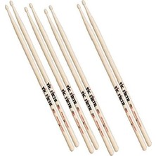 Vic Firth P5A.3-5A.1 5A Bateri Bageti (3+1 Çift Avantaj Paketi) | Toplam 4 Çift (8 Adet), Ahşap Uçlu (Wood Tip), Standart Boy