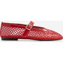 Shoemark Lorin Kırmızı Suni Vegan &file Kadın Babet