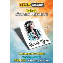 Sb Store Moda Kozmetik Ambalaj Hediye Paket Süsleme Etiketi  Model 156 - 95 Adet 5cm