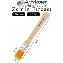 ArtMaster Zemin Fırçası 3 Numara 1 Adet Boya Fırçası Sentetik Ipek Uçlu Kıl Akrilik Guaj Yağlı Boya Fırçası Zemin Fırça No:3