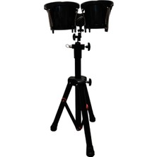 Rhythm Percussion HO27STBK Profesyonel Bongo ve Sehpa Seti | Siyah Renk, Ayarlanabilir Stand Dahil, Doğal Deri, Gür Tını