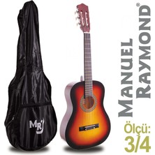 Manuel Raymond MRC87SB 3/4 Boy Junior Klasik Gitar Seti| Sunburst Renk, Çocuklar Için Uygun, Taşıma Kılıfı Hediyeli