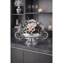 Mis Kitchen Dekoratif Çiçek Aranjmanı Lüks Metal Gondol Vazo Salon Konsol Üstü Yapay Çiçek 42X40 cm