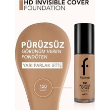 Enyaza Home Invisible Cover Hd Hafif Yapılı & Yarı Parlak Bitişli SPF30 Fondöten 120 Hney